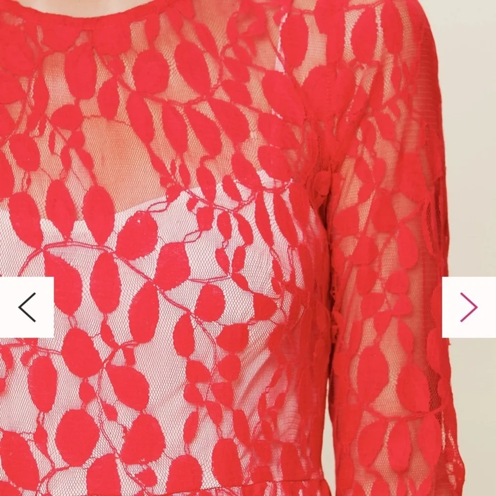 Free People Mesh Lace Fit and Flare Dress Size 12 - Picture 9 of 11